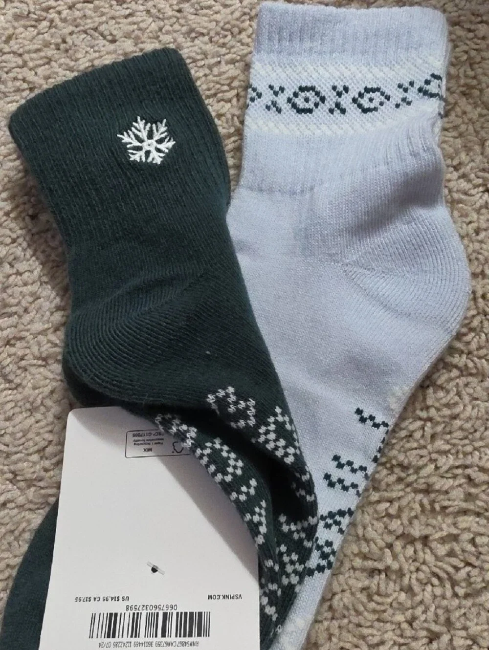 New PINK Victoria's Secret Light Blue & Dark Green Quarter Socks 2-Pack
